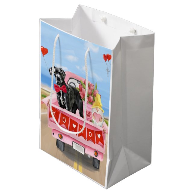 Valentinstag-Truck Mittlere Geschenktüte (Vorderseite Schrägansicht)