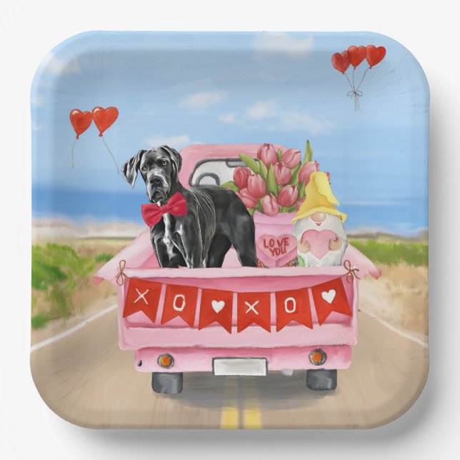 Valentinstag-Truck Pappteller (Vorderseite)