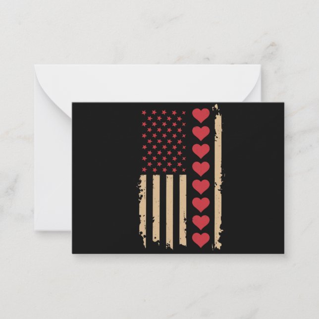 Valentinstag US Flag Hört Mitteilungskarte (Vorderseite)