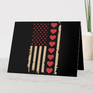 Valentinstag US-Flagge Herzen  Karte