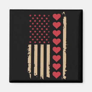 Valentinstag US-Flagge Herzen  Magnet