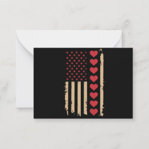 Valentinstag US Flagge Herzen  Mitteilungskarte