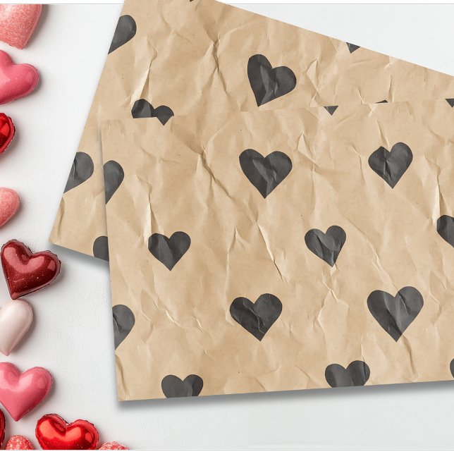 Valentinstag Vintag Look Kraft Papierherzen Seidenpapier (Von Creator hochgeladen)
