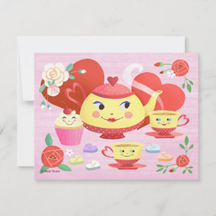 Valentinstag Vintag Teapot Tea Set Einladung