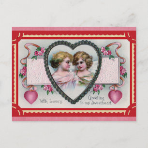 Valentinstag Vintag Viktorianisch Angel Grüße Postkarte
