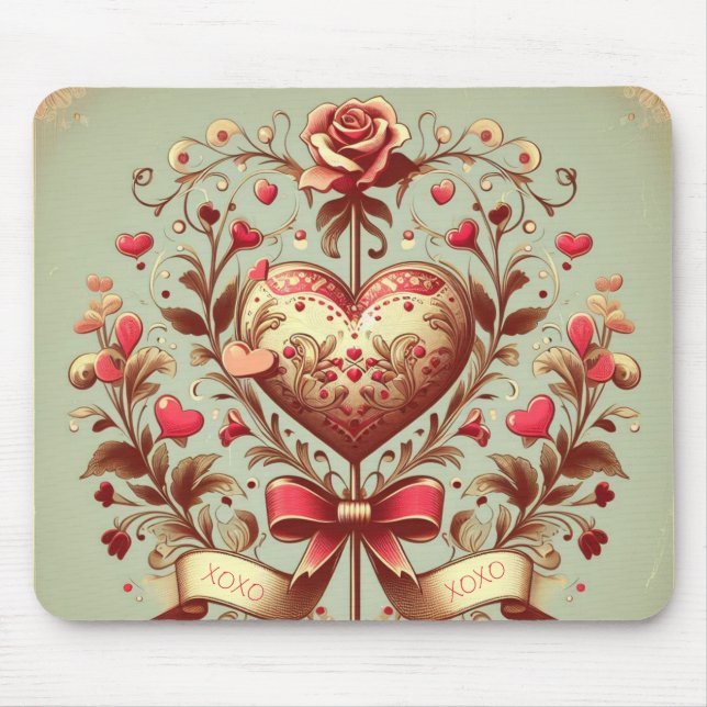 Valentinstag Vintages Herz Xoxo Mousepad (Vorne)
