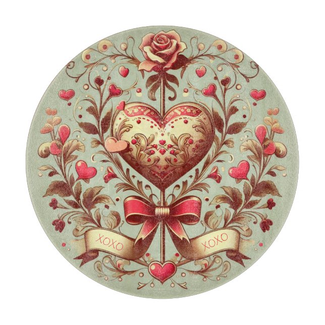 Valentinstag Vintages Herz Xoxo Schneidebrett (Vorderseite)