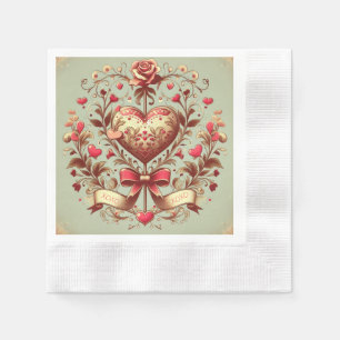 Valentinstag Vintages Herz Xoxo Serviette
