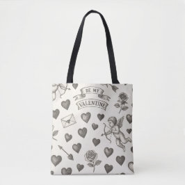 Valentinstag Vintages Muster Herz Rose Cupid Tasche