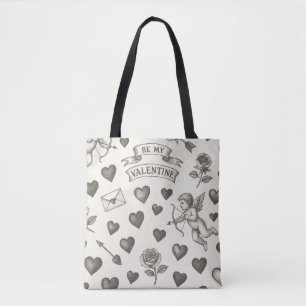 Valentinstag Vintages Muster Herz Rose Cupid Tasche