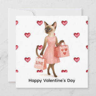 Valentinstag von Katzen-Mama mit rotem Herzen Feiertagskarte