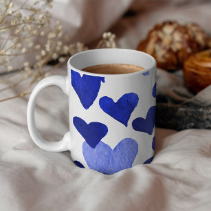 Valentinstag Wasserfarbenherzen - blau Kaffeetasse