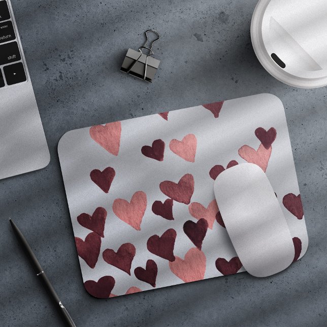 Valentinstag Wasserfarbenherzen - dunkelrosa Mousepad (Von Creator hochgeladen)
