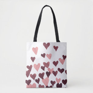 Valentinstag Wasserfarbenherzen - dunkelrosa Tasche