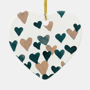 Valentinstag Wasserfarbenherzen - neutral Keramikornament