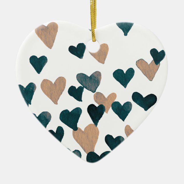 Valentinstag Wasserfarbenherzen - neutral Keramikornament (Vorne)
