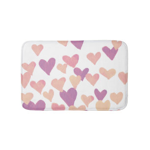 Valentinstag Wasserfarbenherzen - pastellrosa Badematte