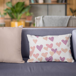 Valentinstag Wasserfarbenherzen - pastellrosa Dekokissen