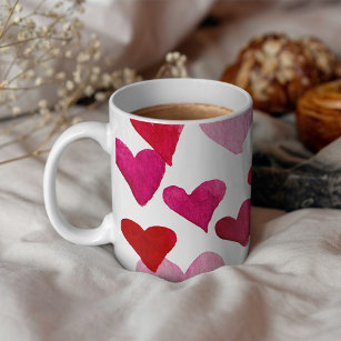 Valentinstag Wasserfarbenherzen - rosa Kaffeetasse