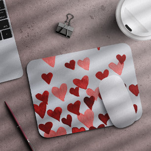 Valentinstag Wasserfarbenherzen - rot Mousepad