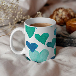 Valentinstag Wasserfarbenherzen - Türkis Kaffeetasse