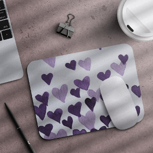 Valentinstag Wasserfarbenherzen - ultra violett Mousepad