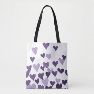 Valentinstag Wasserfarbenherzen - ultra violett Tasche
