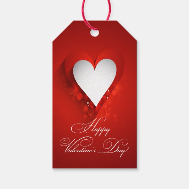 Valentinstag Weißes Herz Geschenkanhänger (Vorderseite)