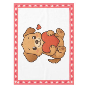 Valentinstag-Welpe Tischdecke