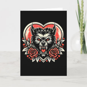Valentinstag Werwolf Mond Liebe Mit Herz Und Rosen Karte