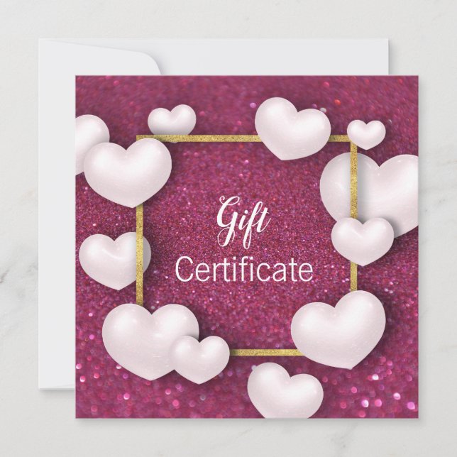 Valentinstag White Hearts Glitzer Geschenkkarte (Vorderseite)