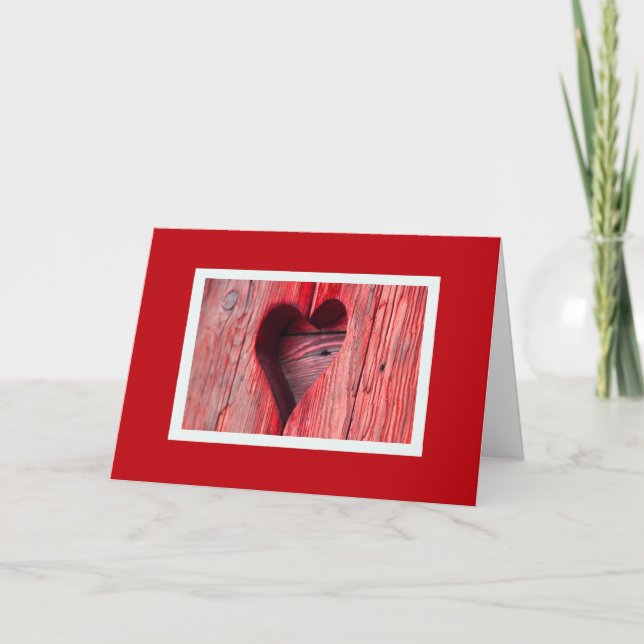 Valentinstag Wooden Herzkarte Feiertagskarte (Vorderseite)
