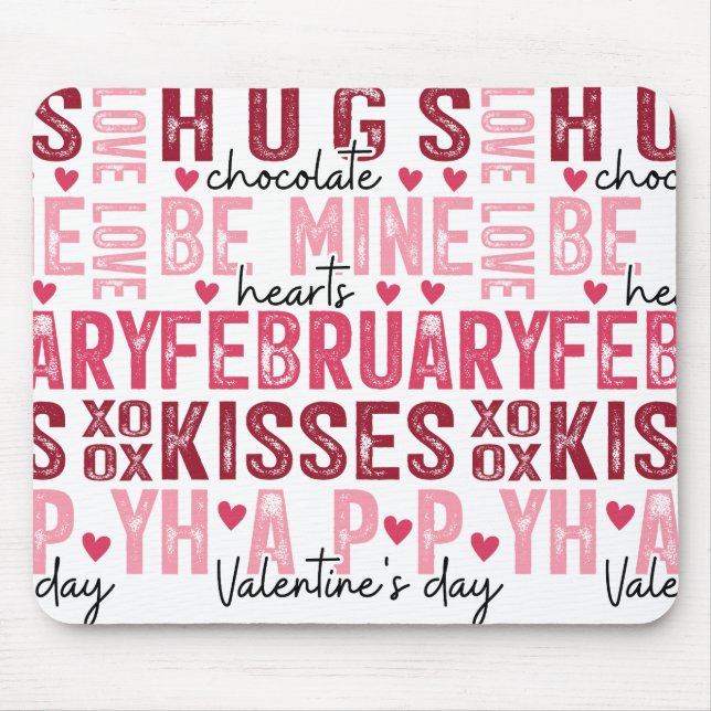 Valentinstag-Wortcollage Mousepad (Vorne)