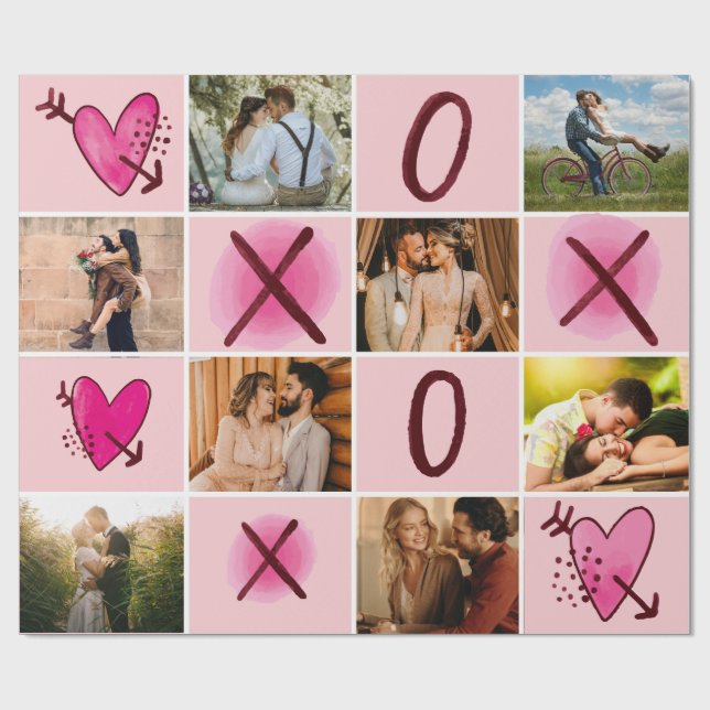 Valentinstag XOXO FotoCollage Geschenkpapier (Flach)