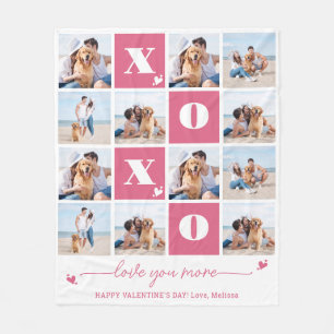 Valentinstag XOXO Modernes Rosa 4 FotoCollage Fleecedecke