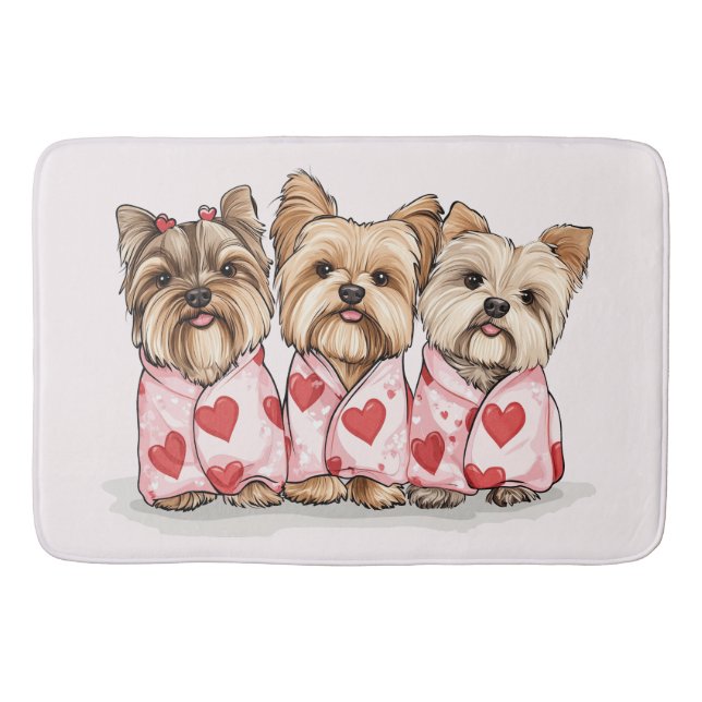 Valentinstag Yorkshire Terrier Dogs Badematte (Vorderseite)