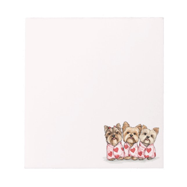 Valentinstag Yorkshire Terrier Dogs Notizblock (Vorderseite)