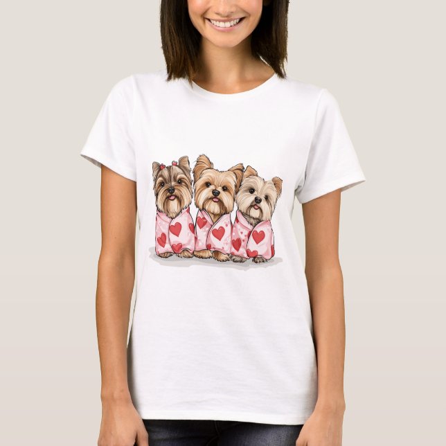 Valentinstag Yorkshire Terrier Dogs T-Shirt (Vorderseite)