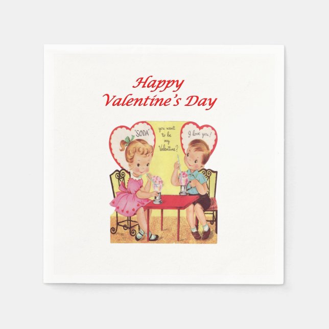 Valentinstag Zeitung Napkins Serviette (Vorderseite)
