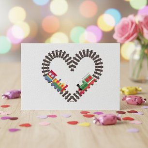 Valentinstag Zug Eisenbahn Herz  Postkarte