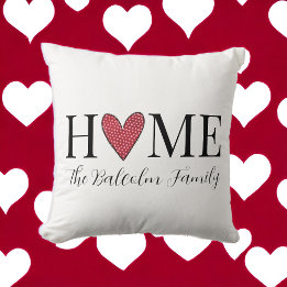 Valentinstag Zuhause Red Polka Dot Familienname Kissen