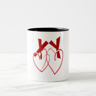 Valentinstag zwei niedliche Herzen Liebe Zweifarbige Tasse