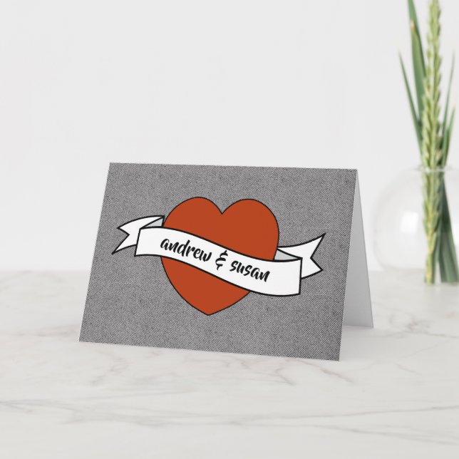 Valentinstagkarte mit Tätowierungsherzen Feiertagskarte (Vorderseite)