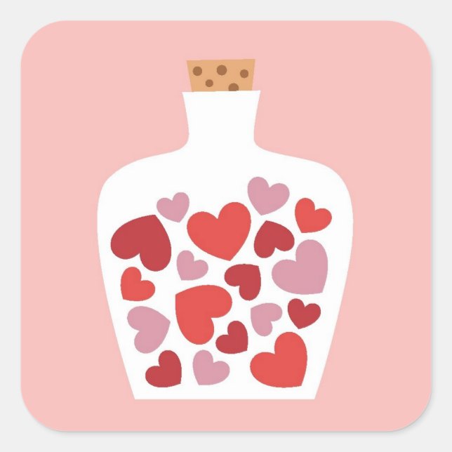 Valentinstagkartenentwurf Quadratischer Aufkleber (Vorderseite)