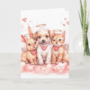 Valentinstagskarte mit Babykaninchen, Welpe Karte