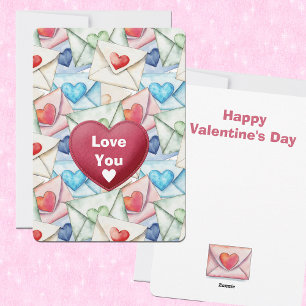 Valentinstagsumschläge und Herzen Feiertagskarte