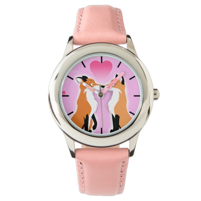 Valentintagsfüchse Armbanduhr (Vorderseite)