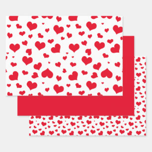 Valentintagshöre Random Muster rot/weiß Geschenkpapier Set