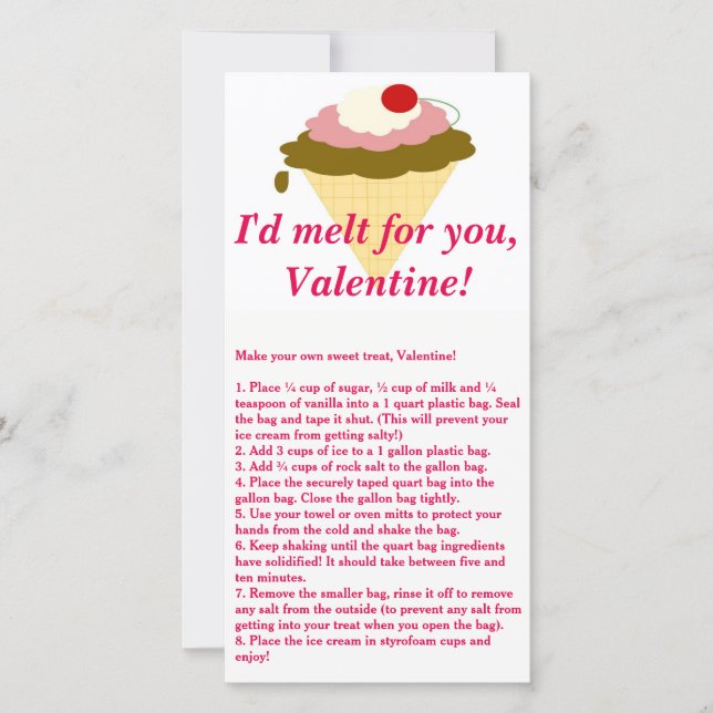Valentintagskarte für Eiscreme Feiertagskarte (Vorderseite)