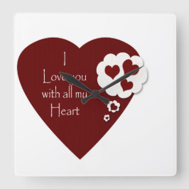 Valentinuhr Liebe Quadratische Wanduhr